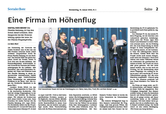 Seetaler Award für Plastika Balumag